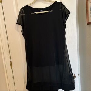 Elegant Black Sheer Tunic Dress